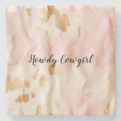 Dessous-de-verre En Pierre Crème rose Sud-Ouest Cowgirl Cowhide (Devant)