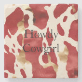 Dessous-de-verre En Pierre Crème Rouge Or Occidental (Devant)