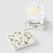 Dessous-de-verre En Pierre Crème verte de pin arbres de Noël (Côté)