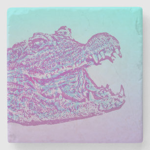 Dessous-de-verre En Pierre Crocodile bleu et violet Imprimer
