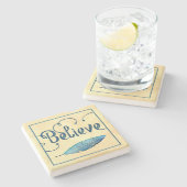 Dessous-de-verre En Pierre Croire la plume aquarelle Fancy Typographie (Côté)