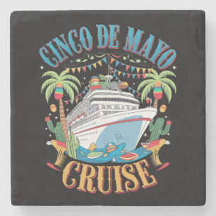 Dessous-de-verre En Pierre Croisière Cinco De Mayo Mexique Bateau Mexicain Fê