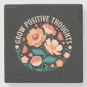Dessous-de-verre En Pierre Croissance des pensées positives - Floral inspiran