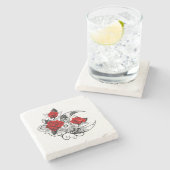 Dessous-de-verre En Pierre Croissant mécanique avec roses rouges (Côté)