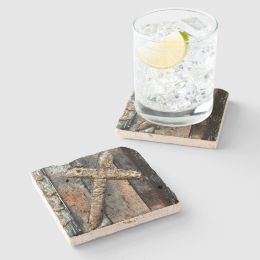 Dessous-de-verre En Pierre Croix de force (Côté)