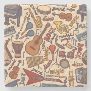 Dessous-de-verre En Pierre Croquis Musical : Colorful Vintage sans couture.