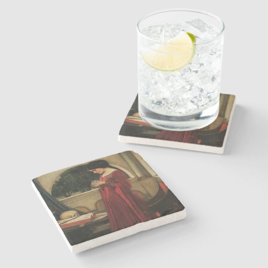 Dessous-de-verre En Pierre Crystal Ball Woman Waterhouse Peinture (Côté)