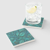 Dessous-de-verre En Pierre Cuir irrégulier turquoise incorporé (Côté)