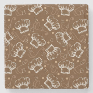 Dessous-de-verre En Pierre Cuisson du motif avec le casquette de chef