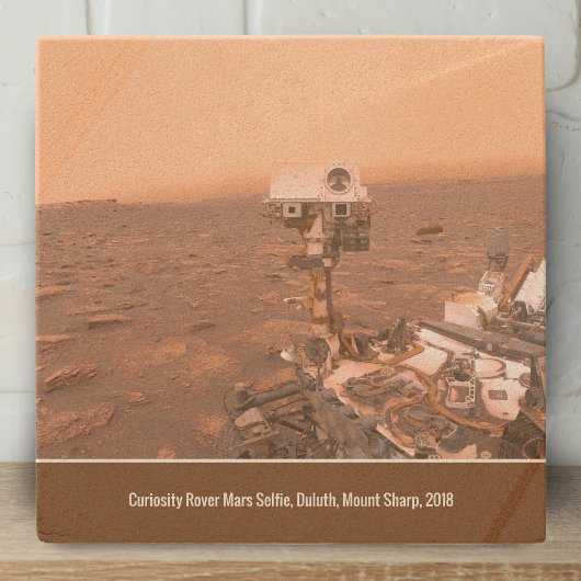 Dessous-de-verre En Pierre Curiosity Rover Mars Dusty Selfie au Mont Sharp