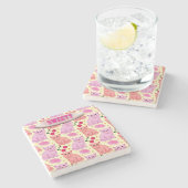 Dessous-de-verre En Pierre Custom Cute Cat Cherry Floral Pattern (Côté)