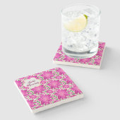 Dessous-de-verre En Pierre Custom Hot Pink Floral Seamless Pattern  (Côté)