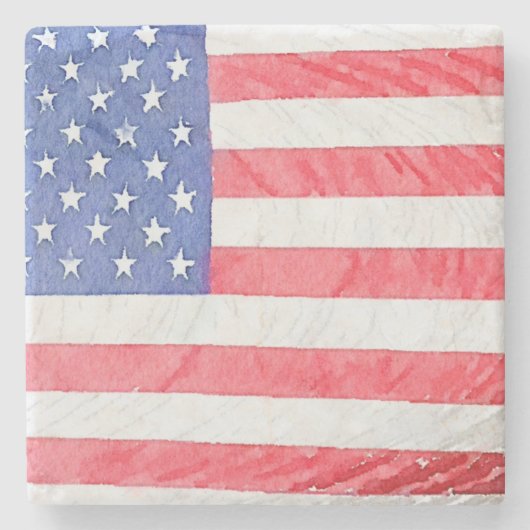 Dessous-de-verre En Pierre Customizable USA American Flag Marble Coaster Set  (Devant)