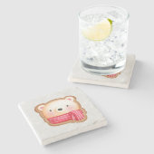 Dessous-de-verre En Pierre Cute Bear Face (Côté)