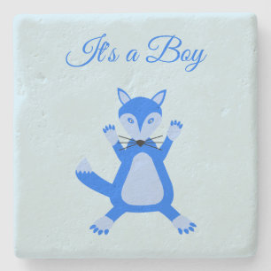 Dessous-de-verre En Pierre Cute Blue Baby Boy Fox Custom