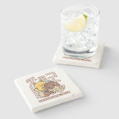 Dessous-de-verre En Pierre Cute Chat Riding Chocolat Lait Carton Kawaii Art (Côté)