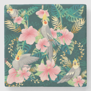 Dessous-de-verre En Pierre Cute Cockatiel Parrot Motif Vintage