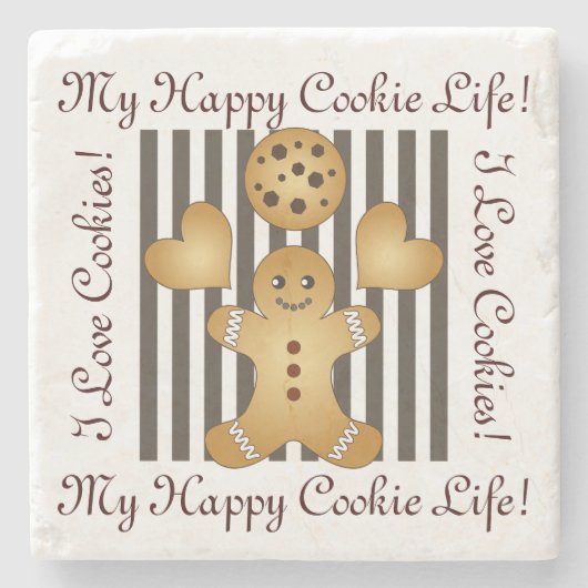 Dessous-de-verre En Pierre Cute Cute Gingerbread Homme Cookie (Devant)