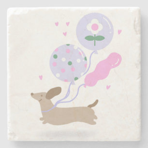 Dessous-de-verre En Pierre Cute Dachshund Weiner Amoureux des chiens Party ro