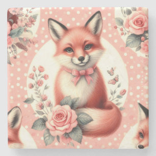 Dessous-de-verre En Pierre Cute Floral Baby Fox