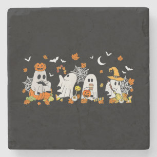 Dessous-de-verre En Pierre Cute Ghost Boire Café Halloween Fall Ghost Bo