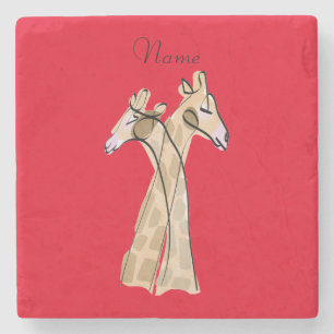 Dessous-de-verre En Pierre Cute Giraffe Couple Thunder_Cove