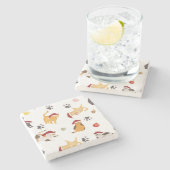 Dessous-de-verre En Pierre Cute Holiday Cat Pattern (Côté)