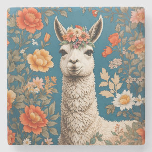 Dessous-de-verre En Pierre Cute Llama William Morris Inspiré Floral