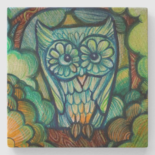 Dessous-de-verre En Pierre Cute Owl (Devant)