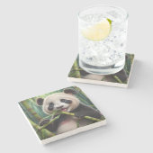 Dessous-de-verre En Pierre Cute Panda Mange Du Bambou (Côté)