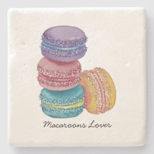 Dessous-de-verre En Pierre Cute Rainbow Macaroons In Watercolor