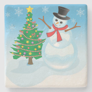 Dessous-de-verre En Pierre Cute Snowman