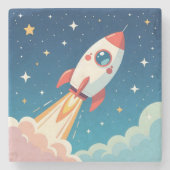 Dessous-de-verre En Pierre Cute space rocket blasting off (Devant)