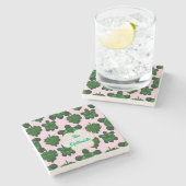 Dessous-de-verre En Pierre Cute Turtle Leaves Seamless Pattern, Tropical  (Côté)