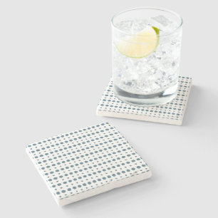 Dessous-de-verre En Pierre Cyan et blanc minimaliste Pois g9
