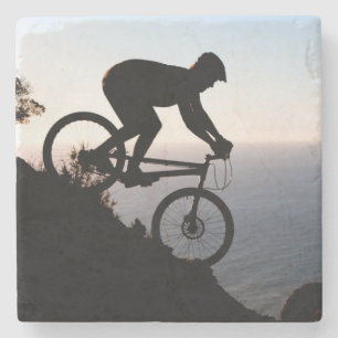 Dessous-de-verre En Pierre Cycliste de VTT. Lions Head, Le Cap