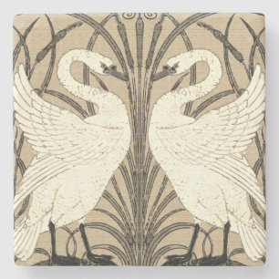 Dessous-de-verre En Pierre Cygnes blancs, cygnes et roseaux, Walter Crane