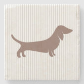 Dessous-de-verre En Pierre Dachshund Brown sur bandes beiges (Devant)