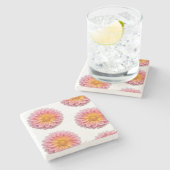 Dessous-de-verre En Pierre Dahlia rose et gouttes de ragoût (Côté)