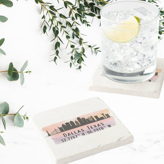 Dessous-de-verre En Pierre Dallas TX Skyline Latitude et Longitude