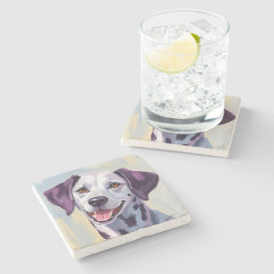 Dessous-de-verre En Pierre Dalmatien Peinture aquarelle de chien de compagn