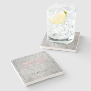 Dessous-de-verre En Pierre Damas de libellule rose