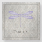 Dessous-de-verre En Pierre Damas de libellule violette (Devant)