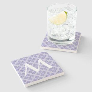 Dessous-de-verre En Pierre Damas marocaine violet avec Monogramme