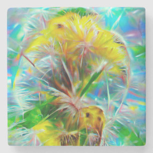 Dessous-de-verre En Pierre Dandelions Ethereal dans Neon Dreamscape
