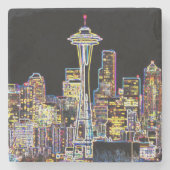 Dessous-de-verre En Pierre Dark be the Night - Luminous Seattle Skyline (Devant)