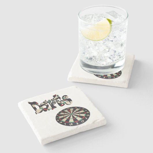 Dessous-de-verre En Pierre Darts Logo Et Dartboard, (Côté)