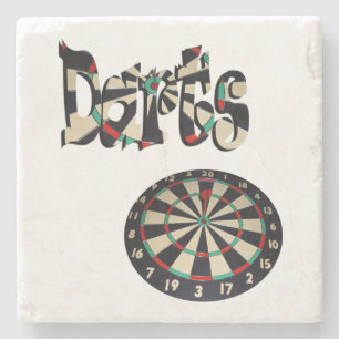Dessous-de-verre En Pierre Darts Logo Et Dartboard,
