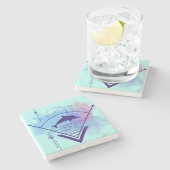 Dessous-de-verre En Pierre Dauphin géométrique moderne (Côté)