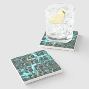 Dessous-de-verre En Pierre De loin, voit l'échelle du cyan, étroitement aux é